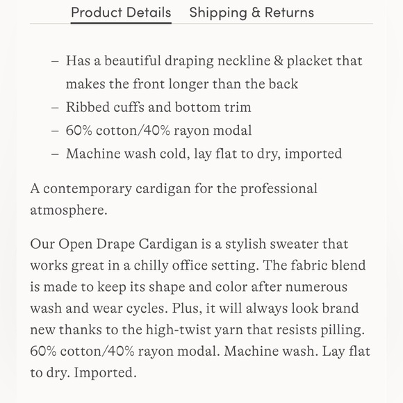 Women's Regular Cotton Modal Open Drape Cardigan Sweater - Picture 6 of 6